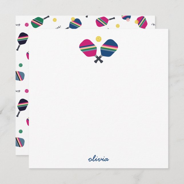 Cartão de Nota Azul com Nome de Script Personaliza (Frente/Verso)