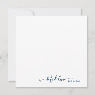 Cartão de Nota Azul de Marinho de Script Girly Mod