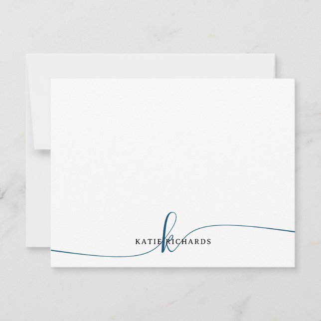 Cartão de Nota Azul de Marinho Mínimo Personalizad (Frente)