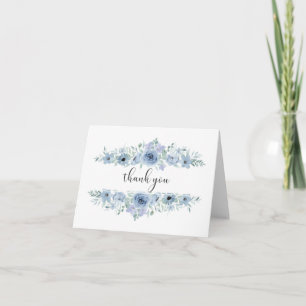 Cartão de Nota Azul Floral Obrigado