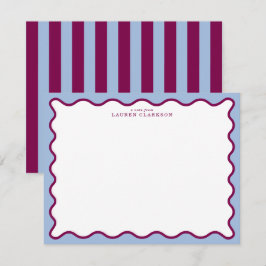 Cartão de Nota Azul Periwinkle & Plum Ondulado