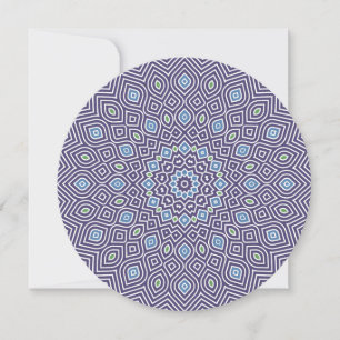 Cartão de nota circular de girassol em azul