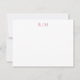 Cartão de Nota Clássico Simples Rosa Dois Monogram