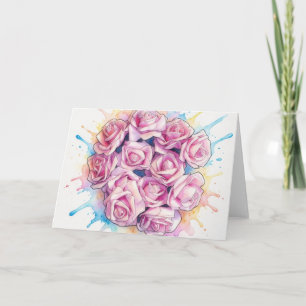 Cartão de Nota com Arte de Rosas Rosas