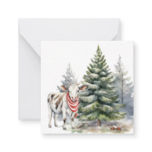 Cartão de Nota com bezerro fofo usando um cachecol