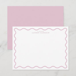 cartão de nota com borda ondulada rosa pastel