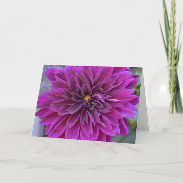 Cartão de nota com dália roxa (Frente)