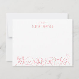 Cartão de Nota com Esboço de Cachorro Fofo e Rubor