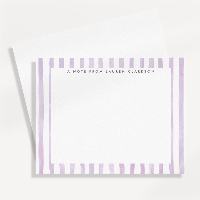 Cartão de Nota com Listras de Aquarela Roxo Claro (Criador carregado)
