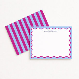 Cartão de Nota com Moldura Ondulada Listrada de Ro