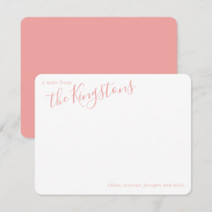 Cartão de Nota com Nome da Família Rose Pink em Sc