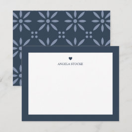 Cartão de Nota com Nome Personalizado Azul Marinho