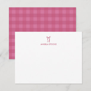 Cartão de Nota com Nome Personalizado e Laço Rosa