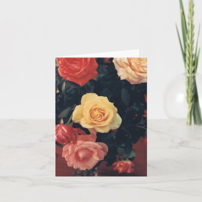 Cartão de Nota com Rosas (Frente)