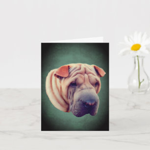 Cartão de Nota com Rosto de Cachorro Shar Pei