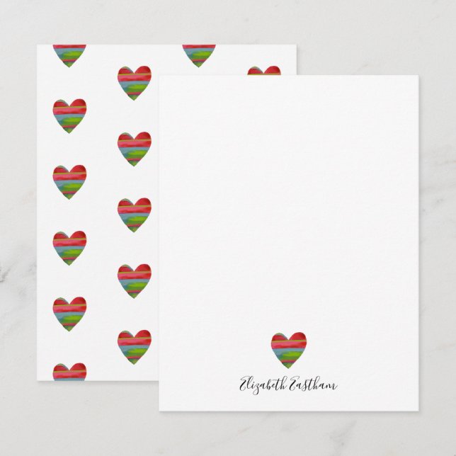 Cartão de Nota com Texto Simples Coração Moderno (Frente/Verso)