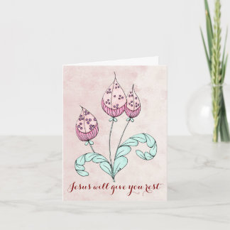 Cartão de Nota com Três Flores Whimsical