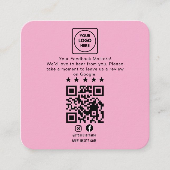 Cartão de Nota Comercial de Código QR de Avaliação (Frente)