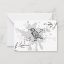 Cartão de Nota Corvo Tinta e Ramos