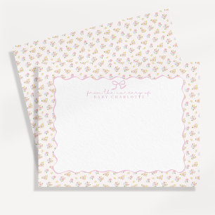 Cartão de nota Cottagecore Borda Ondulada Floral R