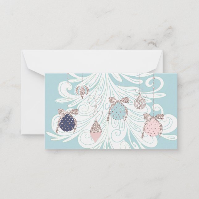 Cartão de Nota da Árvore Pastel & Enfeite (Frente)