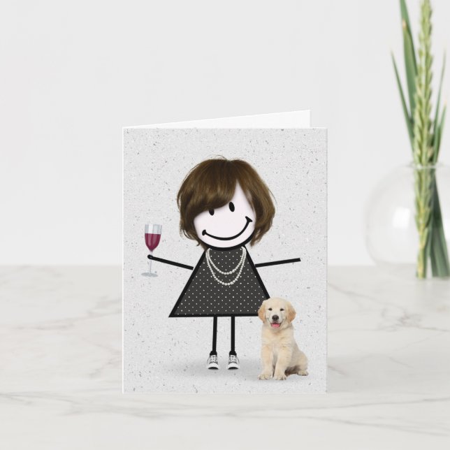 Cartão de Nota da Garota em Figuras Simples (Frente)