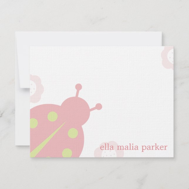 Cartão de Nota da Joaninha / Cartão de Agradecimen (Frente)