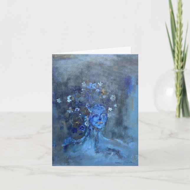 Cartão de Nota da Pintura da Mulher Azul (Frente)
