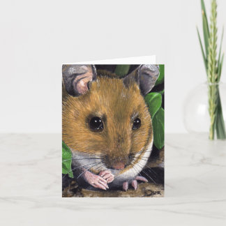 Cartão de nota da pintura do rato de madeira