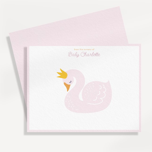 Cartão de Nota da Princesa Cisne Rosa Berçário (Criador carregado)