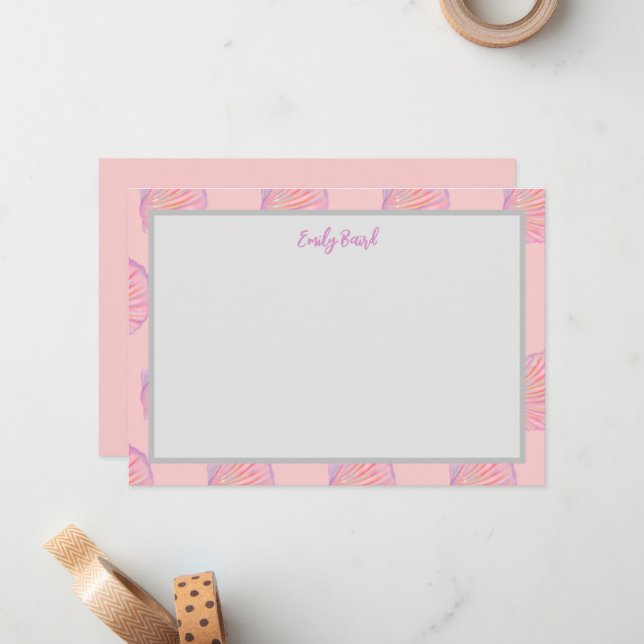 Cartão de Nota da Seashell (Frente/Verso In Situ)