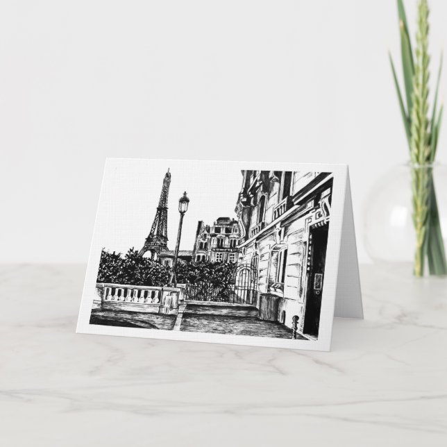Cartão de Nota da Torre Eiffel 5x7 (Frente)