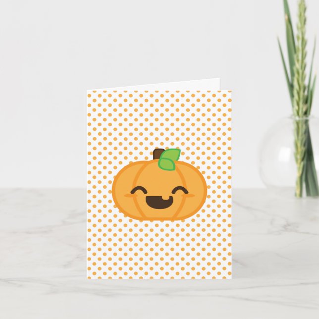 Cartão de Nota de Abóbora Kawaii Jack O Lantern (Frente)