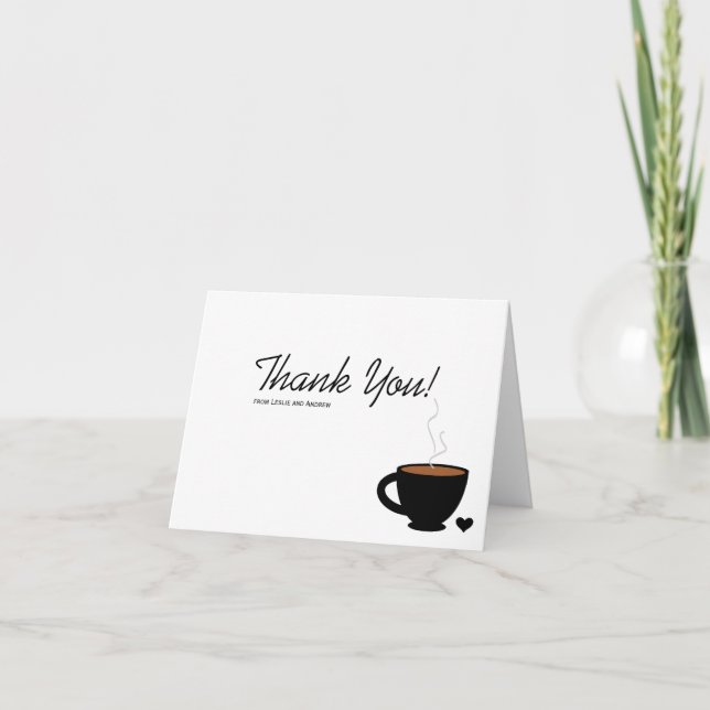 Cartão de Nota de Agradecimento Amor de Café Aconc (Frente)