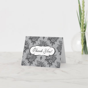 Cartão de Nota de Agradecimento Black French Lace