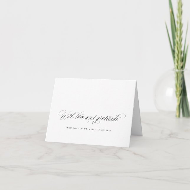Cartão de Nota de Agradecimento de Casamento Chic  (Frente)