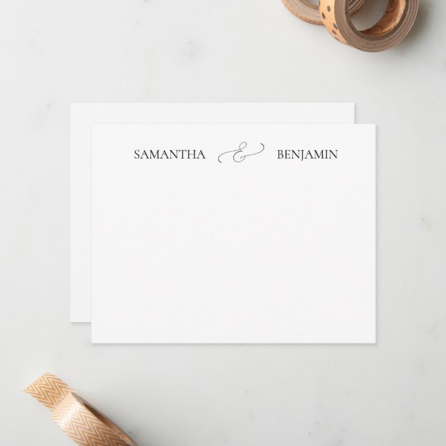 Cartão de Nota de Agradecimento de Casamento com N (Frente/Verso In Situ)