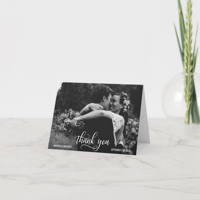 Cartão de nota de agradecimento de casamento Elega (Frente)