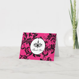 Cartão de Nota de Agradecimento de Lustre Rosa Pre