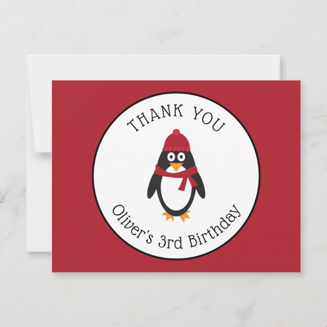 Cartão de Nota de Agradecimento de Pinguim (Frente)