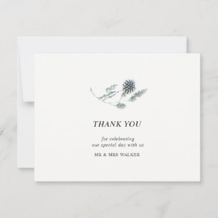 Cartão de Nota de Agradecimento Floral Blue Thistl