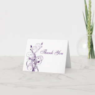 Cartão de Nota de Agradecimento Floral Branco e Ro