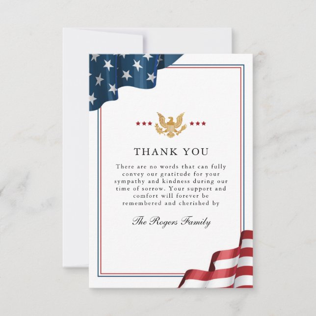 Cartão de Nota de Agradecimento Patriot Flat (Frente)