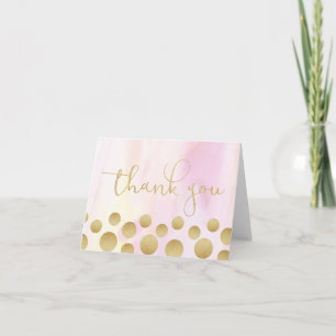 Cartão de Nota de Agradecimento Rosa e Dourado