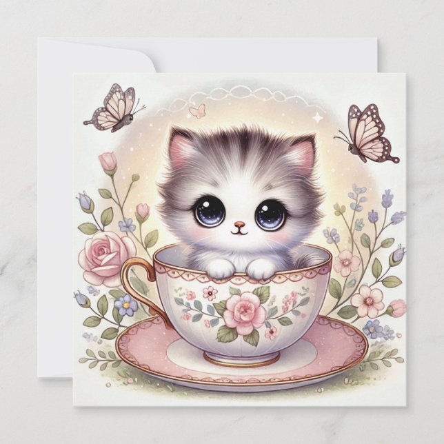 Cartão de Nota de Amor de Kitten (Frente)