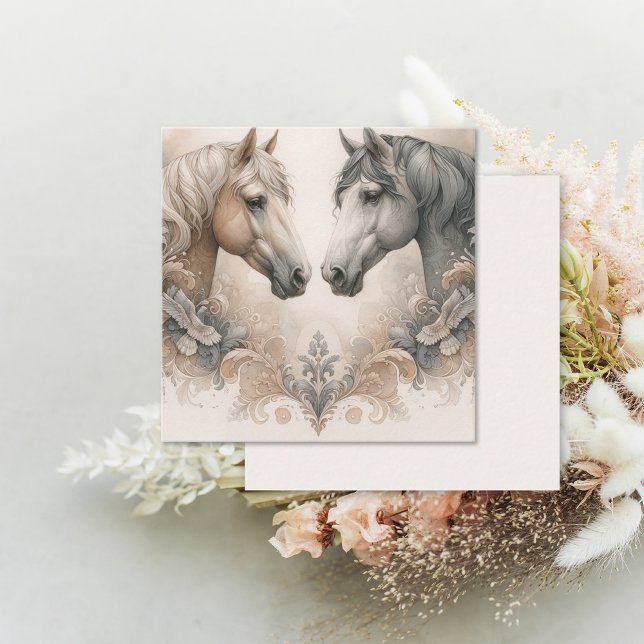 Cartão de Nota de Amor para Cavalos (Love for Horses Note Card (front and back))