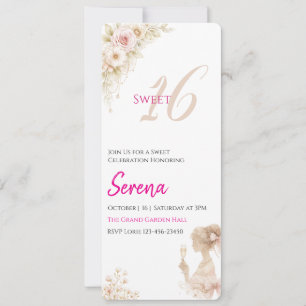 Cartão de Nota de Aniversário de 16 anos Flor Sonh
