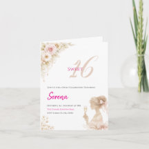 Cartão de Nota de Aniversário de 16 Anos Flor Sonh