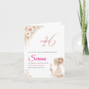 Cartão de Nota de Aniversário de 16 Anos Flor Sonh