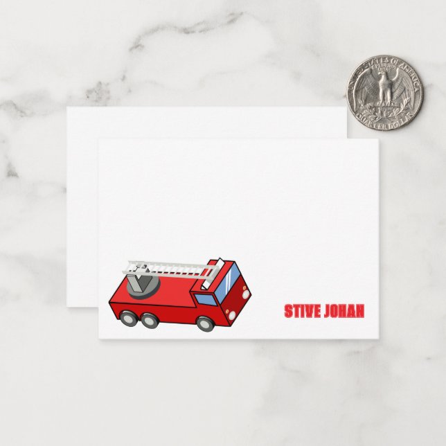 Cartão de Nota de Aniversário do Red Firecaminhão (Frente/Verso In Situ)